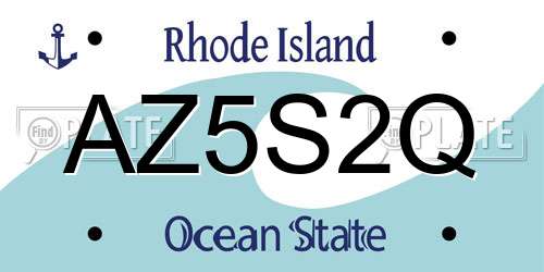 AZ5S2Q Rhode Island License Plate