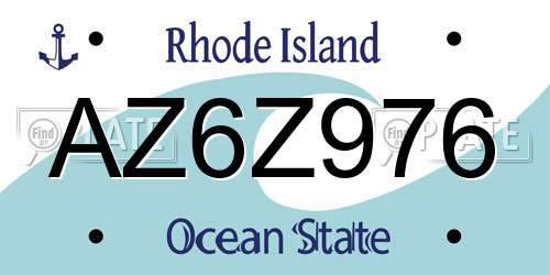 AZ6Z976 Rhode Island License Plate