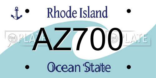 AZ700 Rhode Island License Plate