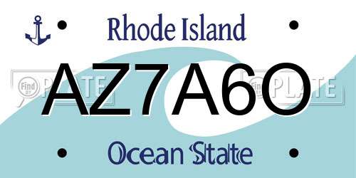 AZ7A6O Rhode Island License Plate