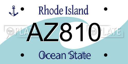 AZ810 Rhode Island License Plate