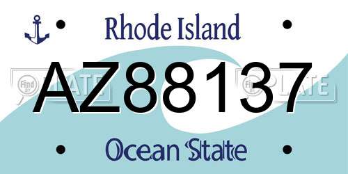 AZ88137 Rhode Island License Plate