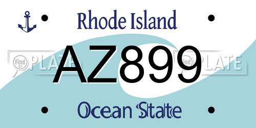 AZ899 Rhode Island License Plate