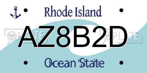 AZ8B2D Rhode Island License Plate