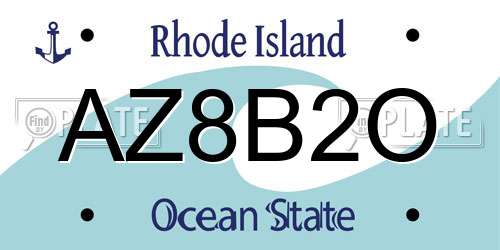 AZ8B2O Rhode Island License Plate