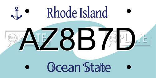 AZ8B7D Rhode Island License Plate