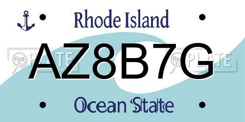 AZ8B7G Rhode Island License Plate