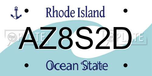 AZ8S2D Rhode Island License Plate