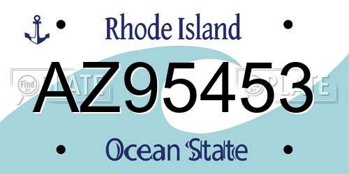 AZ95453 Rhode Island License Plate