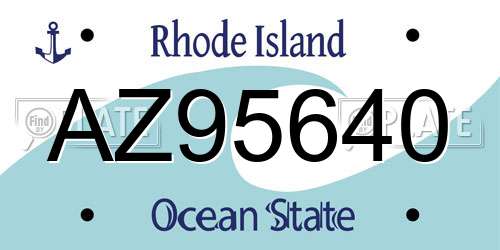 AZ95640 Rhode Island License Plate