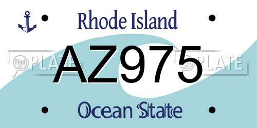 AZ975 Rhode Island License Plate