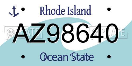 AZ98640 Rhode Island License Plate