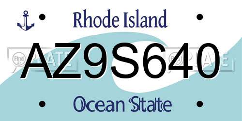 AZ9S640 Rhode Island License Plate