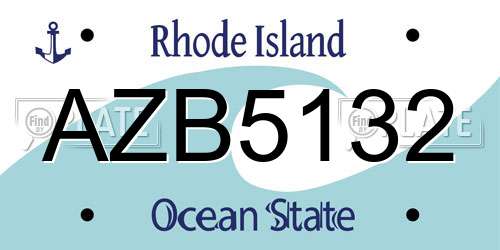 AZB5132 Rhode Island License Plate