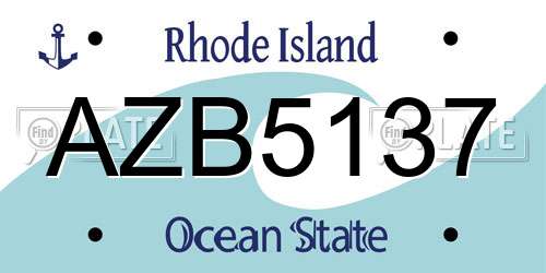 AZB5137 Rhode Island License Plate