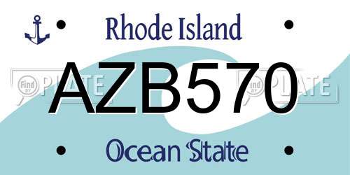 AZB570 Rhode Island License Plate