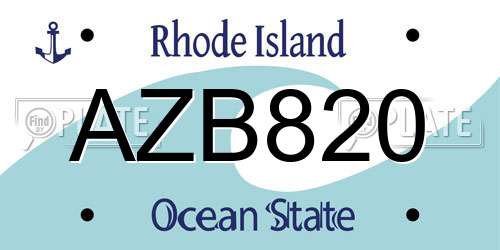 AZB820 Rhode Island License Plate