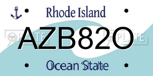 AZB82O Rhode Island License Plate