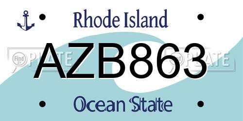 AZB863 Rhode Island License Plate