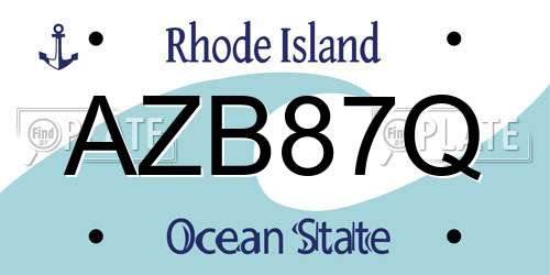 AZB87Q Rhode Island License Plate