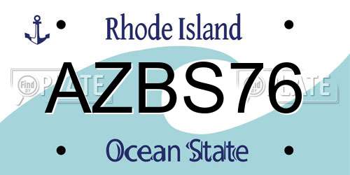 AZBS76 Rhode Island License Plate
