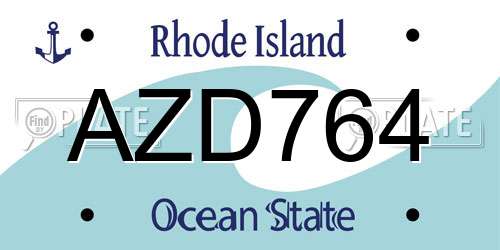 AZD764 Rhode Island License Plate