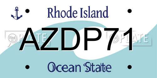 AZDP71 Rhode Island License Plate