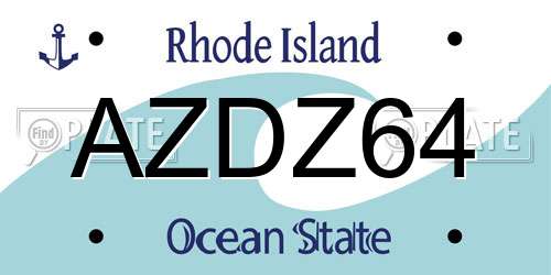 AZDZ64 Rhode Island License Plate