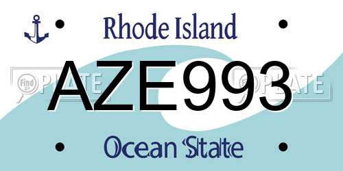 AZE993 Rhode Island License Plate