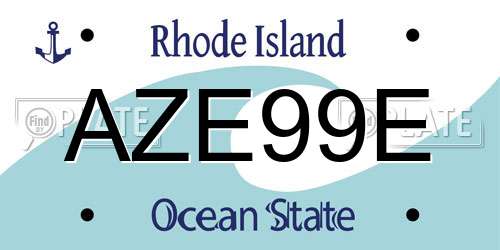 AZE99E Rhode Island License Plate