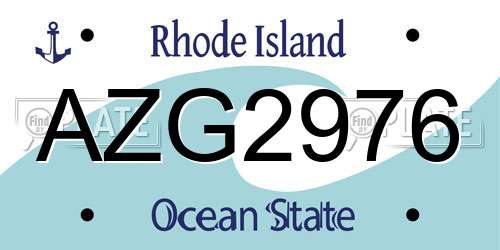 AZG2976 Rhode Island License Plate