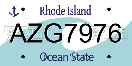 AZG7976 Rhode Island License Plate