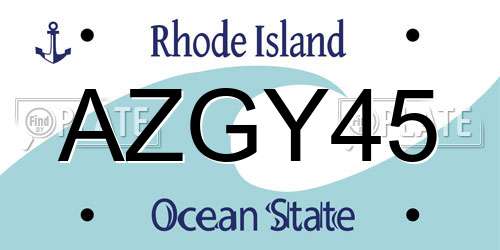 AZGY45 Rhode Island License Plate