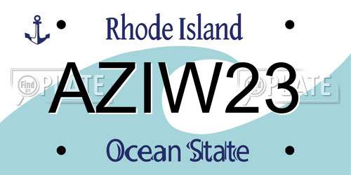 AZIW23 Rhode Island License Plate