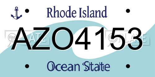 AZO4153 Rhode Island License Plate