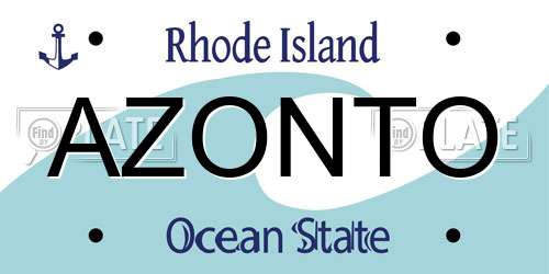 AZONTO Rhode Island License Plate