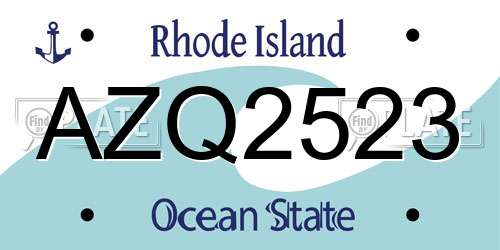 AZQ2523 Rhode Island License Plate