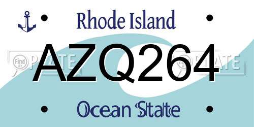 AZQ264 Rhode Island License Plate