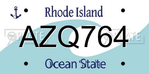 AZQ764 Rhode Island License Plate