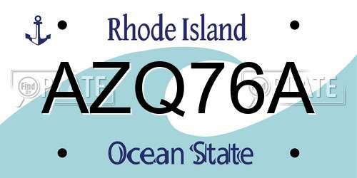 AZQ76A Rhode Island License Plate