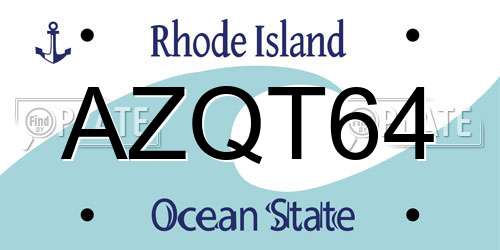AZQT64 Rhode Island License Plate