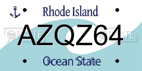 AZQZ64 Rhode Island License Plate