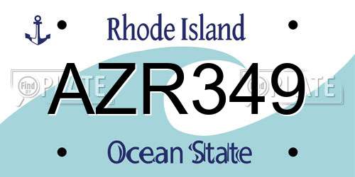 AZR349 Rhode Island License Plate