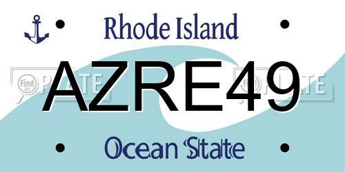 AZRE49 Rhode Island License Plate