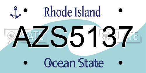 AZS5137 Rhode Island License Plate