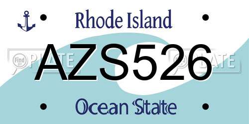 AZS526 Rhode Island License Plate