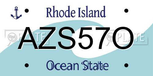 AZS57O Rhode Island License Plate