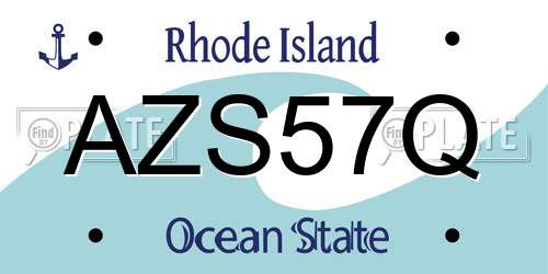 AZS57Q Rhode Island License Plate