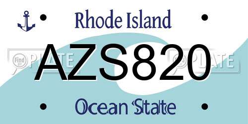 AZS820 Rhode Island License Plate