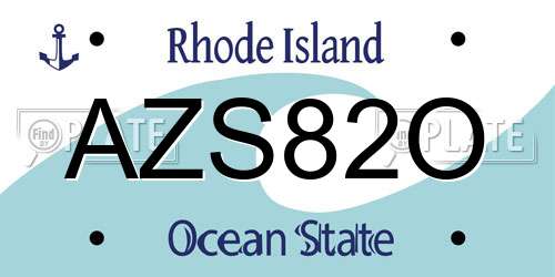 AZS82O Rhode Island License Plate
